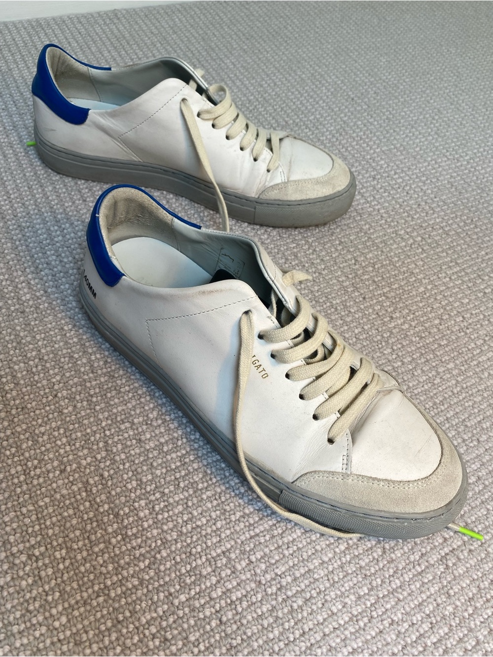 Axel Arigato White Leather Men's Sneakers with Blue Heel Accent